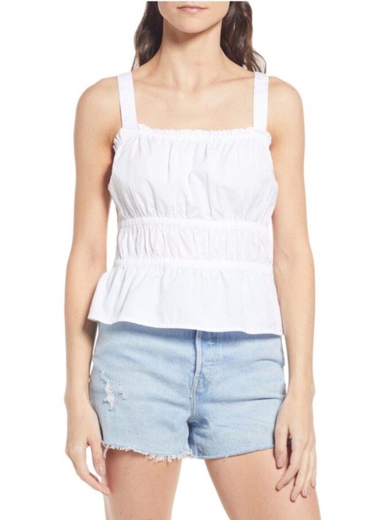 Madewell Tops - Madewell 100% Cotton Sophia
Peplum Tank White Smocked
Square-Neck Camisole